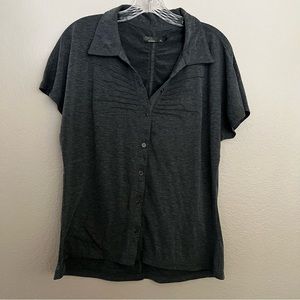 PrAna Gray Button Down Short Sleeve Tee Size: XL